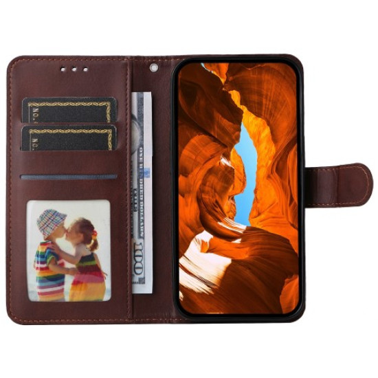 For Oppo Reno13 F 5G Case Wallet PU Leather Folio Flip Phone Cover - Brown