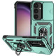 For Samsung Galaxy S25+ Case PC + TPU Phone Cover Lens Ultimate Protection Kickstand - Blackish Green