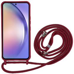 Θήκη Σιλικόνης TPU με Κορδόνι Λαιμού για Samsung Galaxy S25+ - Κόκκινο του Κρασιού