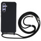 For Samsung Galaxy S25+ Case TPU Soft Shockproof Phone Cover with Adjustable Lanyard - Black