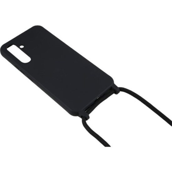 For Samsung Galaxy S25+ Case TPU Soft Shockproof Phone Cover with Adjustable Lanyard - Black