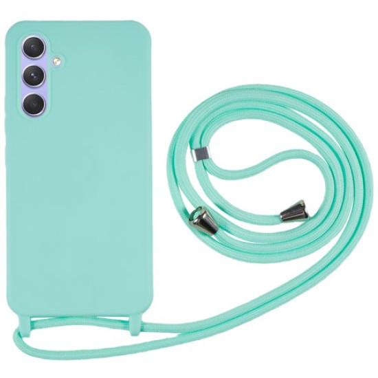 For Samsung Galaxy S25+ Case TPU Soft Shockproof Phone Cover with Adjustable Lanyard - Mint Green