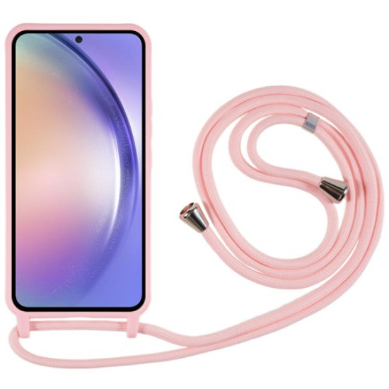 Θήκη Σιλικόνης TPU με Κορδόνι Λαιμού για Samsung Galaxy S25+ - Ροζ