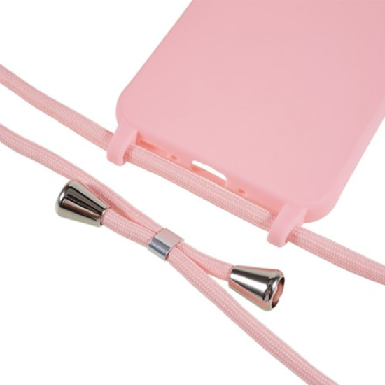 Θήκη Σιλικόνης TPU με Κορδόνι Λαιμού για Samsung Galaxy S25+ - Ροζ