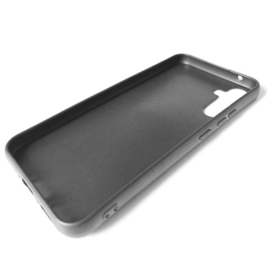 For Samsung Galaxy S25+ Matte Case Ring Kickstand Soft TPU Phone Cover - Black