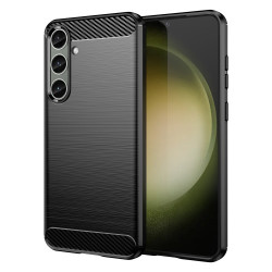 For Samsung Galaxy S25+ / S24+ Mobile Phone Case Slim-Fit Cover TPU Carbon Fiber Texture Phone Shell - Black For Samsung Galaxy S25+ / S24+ Mobile Phone Case Slim-Fit Cover TPU Carbon Fiber Texture Phone Shell - Black