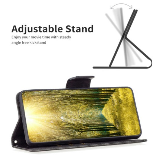 For Samsung Galaxy S25+ / S24+ Case Mobile Phone Shell PU Leather Wallet Cover with Viewing Stand - Black