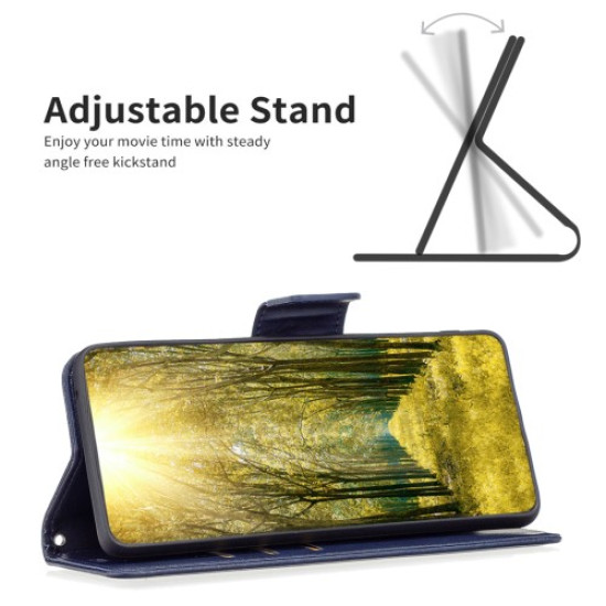 For Samsung Galaxy S25+ / S24+ Case Mobile Phone Shell PU Leather Wallet Cover with Viewing Stand - Blue