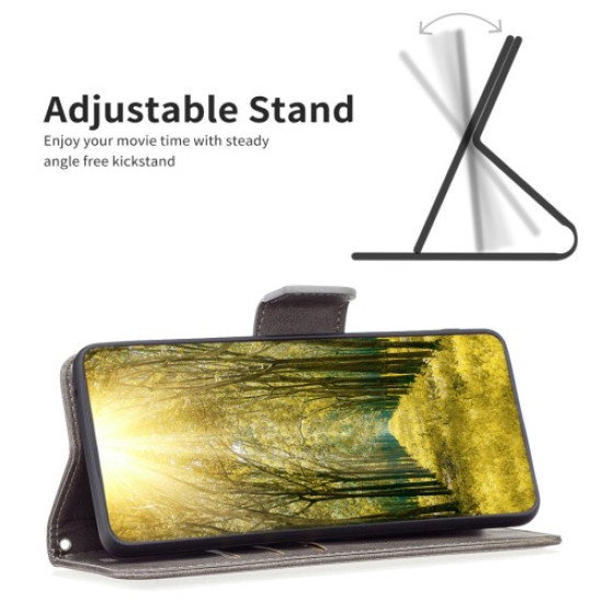 For Samsung Galaxy S25+ / S24+ Case Mobile Phone Shell PU Leather Wallet Cover with Viewing Stand - Grey