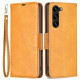 For Samsung Galaxy S25+ / S24+ Case Mobile Phone Shell PU Leather Wallet Cover with Viewing Stand - Yellow
