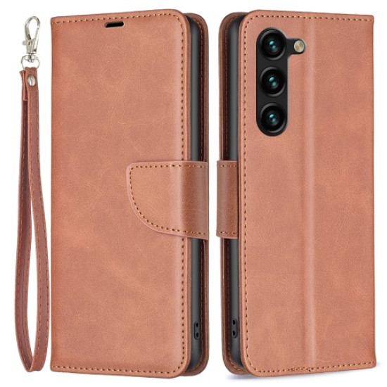 For Samsung Galaxy S25+ / S24+ Case Mobile Phone Shell PU Leather Wallet Cover with Viewing Stand - Brown
