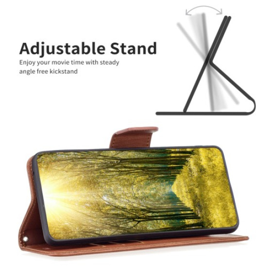 For Samsung Galaxy S25+ / S24+ Case Mobile Phone Shell PU Leather Wallet Cover with Viewing Stand - Brown