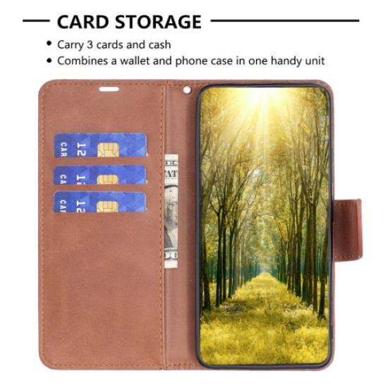 For Samsung Galaxy S25+ / S24+ Case Mobile Phone Shell PU Leather Wallet Cover with Viewing Stand - Brown