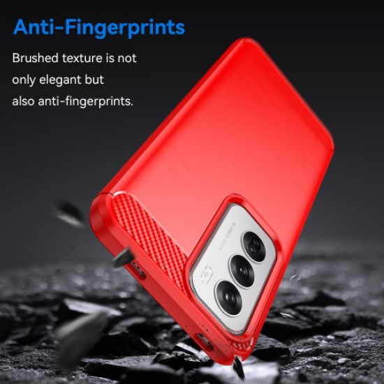 For Oppo Reno12 5G (Global) Case Carbon Fiber Texture Brushed TPU Phone Cover - Red