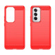 For Oppo Reno12 5G (Global) Case Carbon Fiber Texture Brushed TPU Phone Cover - Red