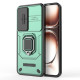 For Oppo Reno12 5G (Global) Case Kickstand PC+TPU Phone Shell with Lens Cover - Green