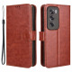 For Oppo Reno12 5G (Global) Case Crazy Horse Texture Leather Folio Flip Cover - Brown