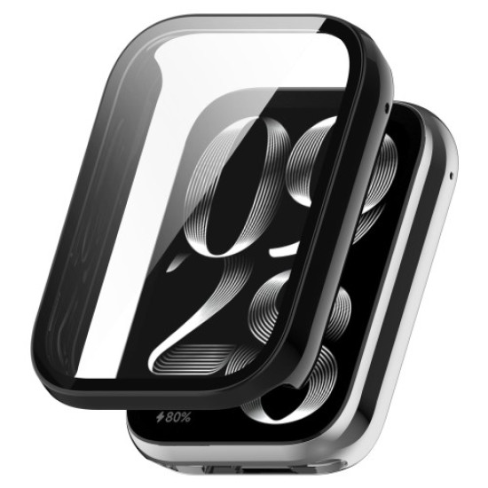 For Xiaomi Mi Band 9 Pro Case Hard PC Full Coverage Watch Cover with Tempered Glass Film - Black Gadgets - Toys - Hobby