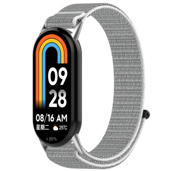 For Xiaomi Smart Band 9 NFC / 9 / 8 NFC / 8 Nylon Wrist Strap Bracelet Band with Magic Tape - Grey Gadgets - Toys - Hobby