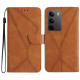 For Realme C75 Case Skin Touch Lines PU Leather Flip Phone Cover - Brown
