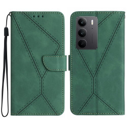 Θήκη Πορτοφόλι με Βάση Στήριξης Σχέδιο Γραμμές για Realme C75 - Πράσινο