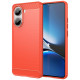 For Xiaomi Poco X7 Pro 5G Case Protective Phone Cover Carbon Fiber Texture Brushed - Red