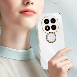 XINLI For Xiaomi Redmi Note 14 Pro 5G / Poco X7 5G Case Ring Kickstand Electroplating TPU Phone Cover - White XINLI For Xiaomi Redmi Note 14 Pro 5G / Poco X7 5G Case Ring Kickstand Electroplating TPU Phone Cover - White