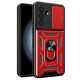 For Samsung Galaxy A56 5G Case with Slide Camera Lid PC+TPU Kickstand Phone Cover - Red