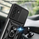 For Samsung Galaxy A56 5G Case with Slide Camera Lid PC+TPU Kickstand Phone Cover - Silver