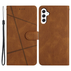 Θήκη Πορτοφόλι με Βάση Στήριξης Σχέδιο Γραμμές για Samsung Galaxy A56 5G - Καφέ