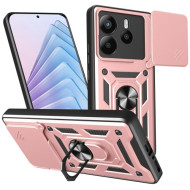 Υβριδική Θήκη με Πορτάκι Κάμερας και Δαχτυλίδι Κρατήματος για Xiaomi Redmi Note 14 5G - Ροζέ Χρυσαφί