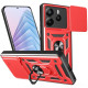 For Xiaomi Redmi Note 14 5G Case with Slide Camera Lid PC + TPU Kickstand Phone Cover - Red