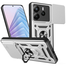 Υβριδική Θήκη με Πορτάκι Κάμερας και Δαχτυλίδι Κρατήματος για Xiaomi Redmi Note 14 5G - Ασημί