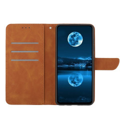 HT05 For Xiaomi Redmi Note 14 5G Case Leather Imprinted Lines Phone Cover with Card Holder - Brown HT05 For Xiaomi Redmi Note 14 5G Case Leather Imprinted Lines Phone Cover with Card Holder - Brown