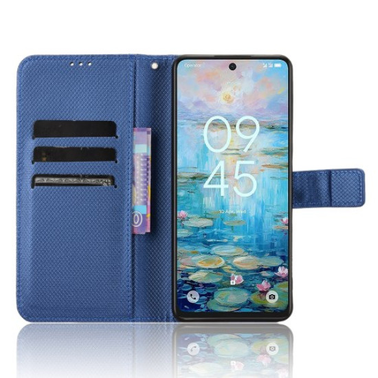 For TCL 50 Pro NxtPaper 5G / 50 NxtPaper 5G Case PU Leather Diamond Texture Wallet Phone Cover - Blue