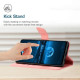 HT05 For iPhone 16 Case Flip Folio Leather Phone Cover with Credit Card Holder - Pink