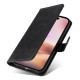 For iPhone 16 Plus Leather Wallet Case Calf Texture Magnetic Clasp Cell Phone Cover - Black