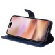 For iPhone 16 Plus Leather Wallet Case Calf Texture Magnetic Clasp Cell Phone Cover - Blue