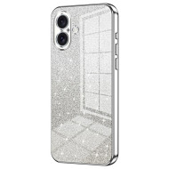 Θήκη Σιλικόνης Electroplating Gradient Glitter για iPhone 16 Plus - Ασημί