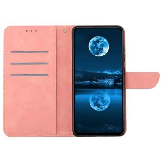 HT05 For iPhone 16 Pro Max Case Leather Phone Cover Card / Cash Slots Stand Feature - Pink