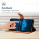 HT05 For iPhone 16 Pro Max Case Leather Phone Cover Card / Cash Slots Stand Feature - Brown