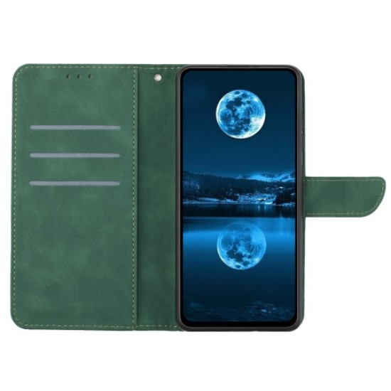 HT05 For iPhone 16 Pro Max Case Leather Phone Cover Card / Cash Slots Stand Feature - Green