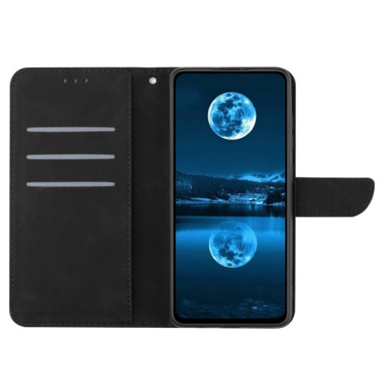 HT05 For iPhone 16 Pro Max Case Leather Phone Cover Card / Cash Slots Stand Feature - Black