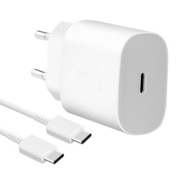 EP-TA800EWE + EP-DG980BWE Samsung 25W Travel Charger + USB-C/USB-C Data Cable - White (OOB Bulk) EP-TA800EWE + EP-DG980BWE Samsung 25W Travel Charger + USB-C/USB-C Data Cable - White (OOB Bulk)