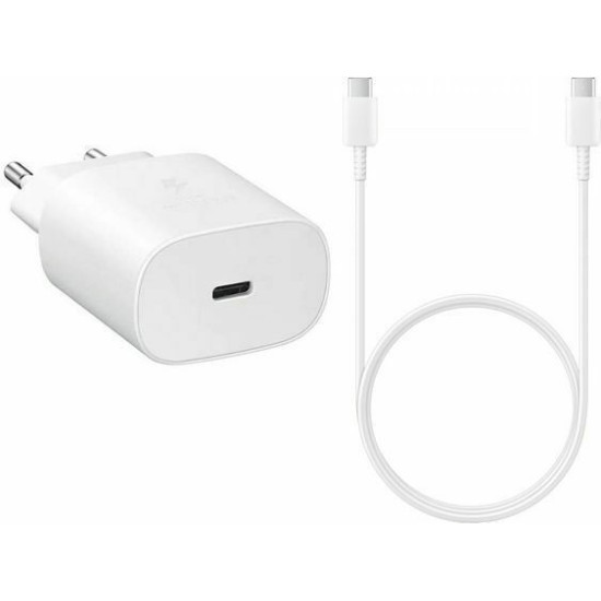 EP-TA800EWE + EP-DG980BWE Samsung 25W Travel Charger + USB-C/USB-C Data Cable - White (OOB Bulk) Apple Cables Adapters & Chargers