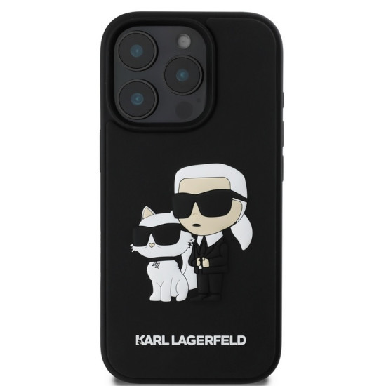 Karl Lagerfeld 3D Rubber Karl and Choupette Case for iPhone 16 Pro Max - Black Apple Cases Mobile