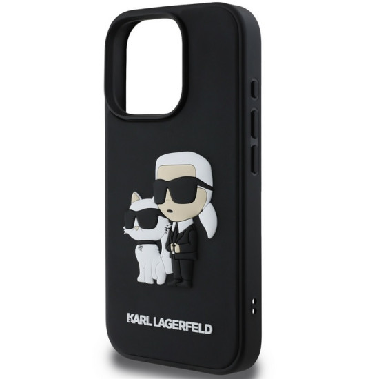 Karl Lagerfeld 3D Rubber Karl and Choupette Case for iPhone 16 Pro Max - Black Apple Cases Mobile