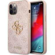 Guess PU 4G Metal Logo Case for iPhone 12 Pro Max - Pink