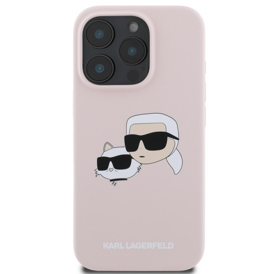 Karl Lagerfeld Liquid Silicone Double Heads MagSafe Case for iPhone 16 Pro - Pink Apple Cases Mobile