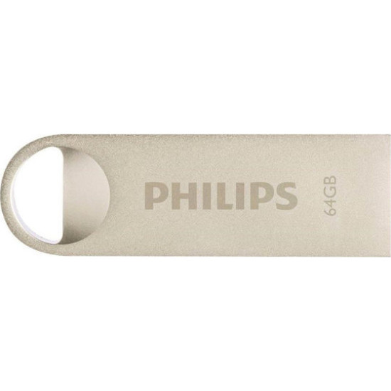 Philips Moon 64GB USB 2.0 Stick - Silver Memory Cards & USB Sticks